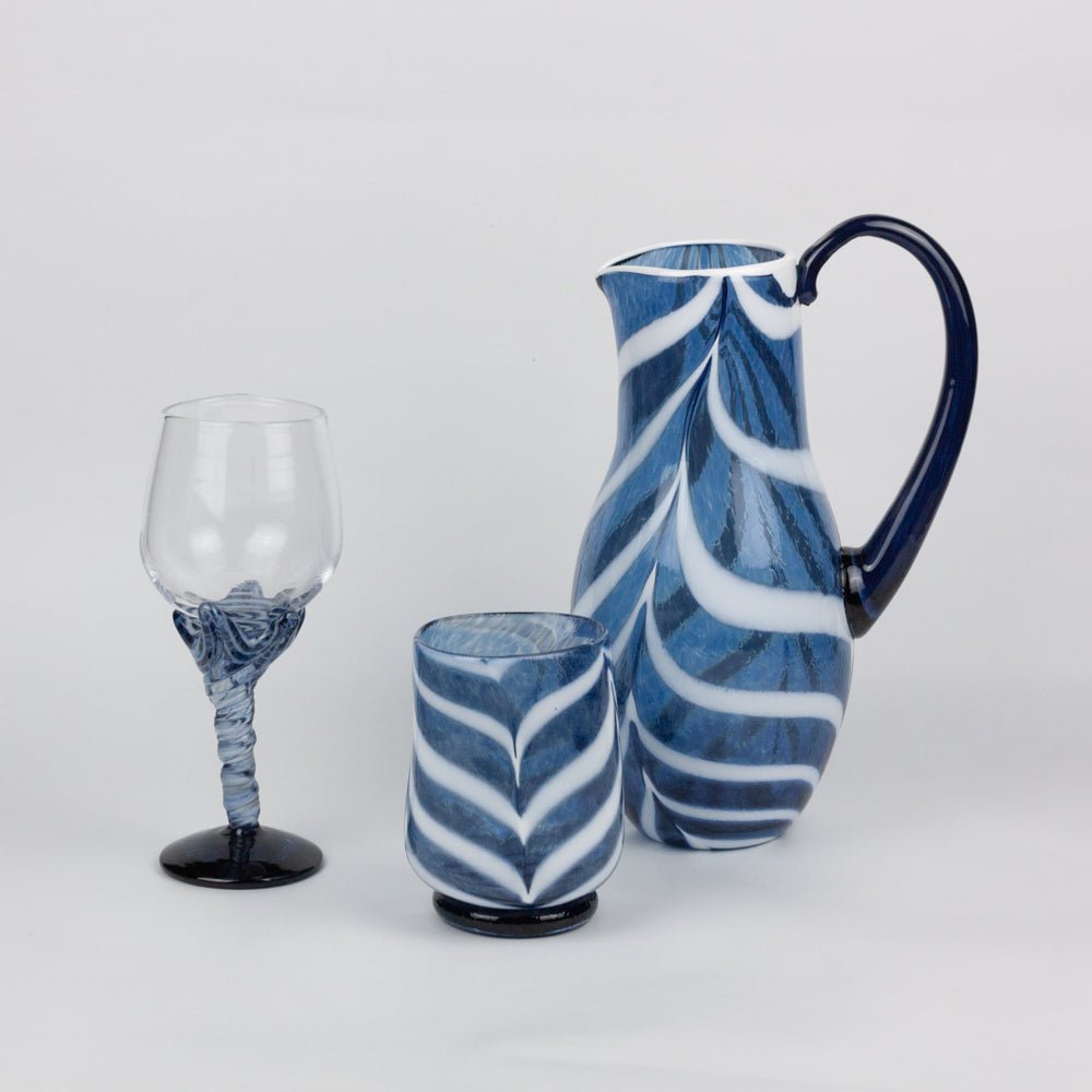 Noosline | Cobalt Blue & White Swirl Classic Glass Pitcher
