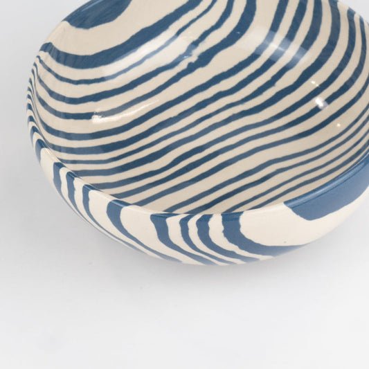 Azure Blue & White Marble Eye-Catching Ceramic Bowl